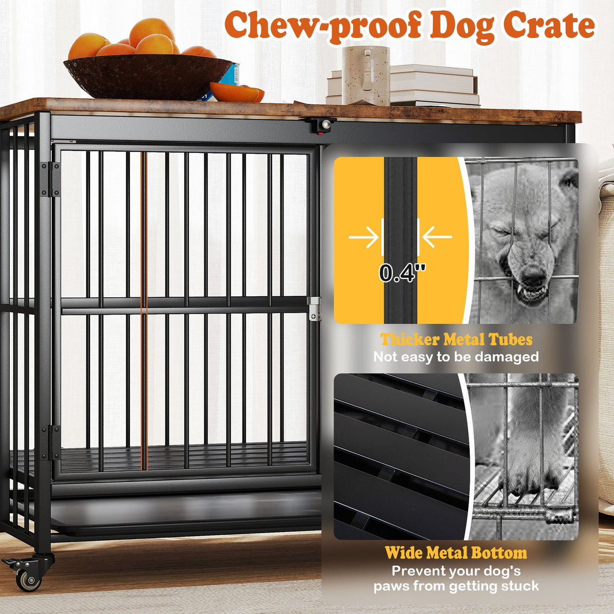 Foldable Dog Crate Furniture with Removable Tray and Lockable Door-L view 7