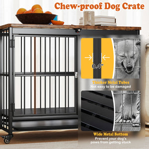 Foldable Dog Crate Furniture with Removable Tray and Lockable Door-L view 7