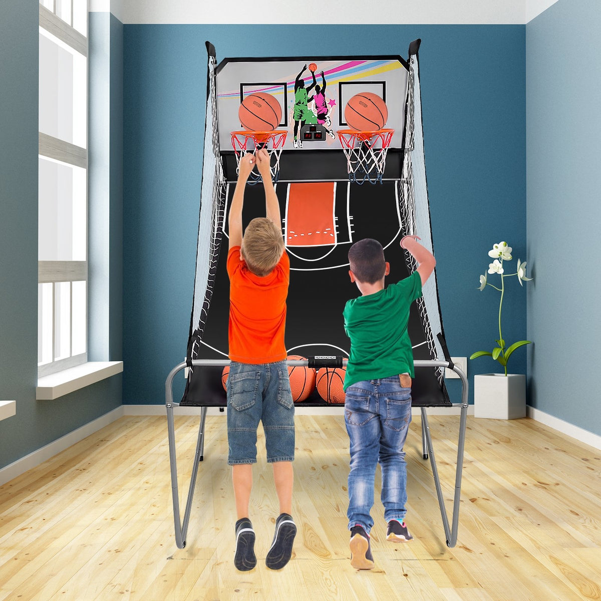 Foldable Double Electronic Basketball Game with 4 Balls Indoor view 2