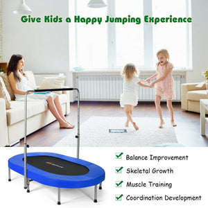 2-Person Foldable Mini Kids Fitness Rebounder Trampoline-Blue view 7