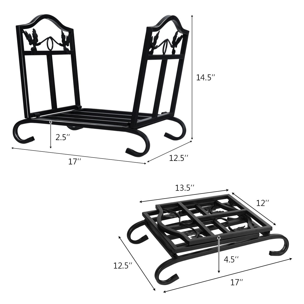 Foldable Firewood Log Rack Steel Wood Storage Holder view 5