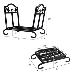 Foldable Firewood Log Rack Steel Wood Storage Holder view 5