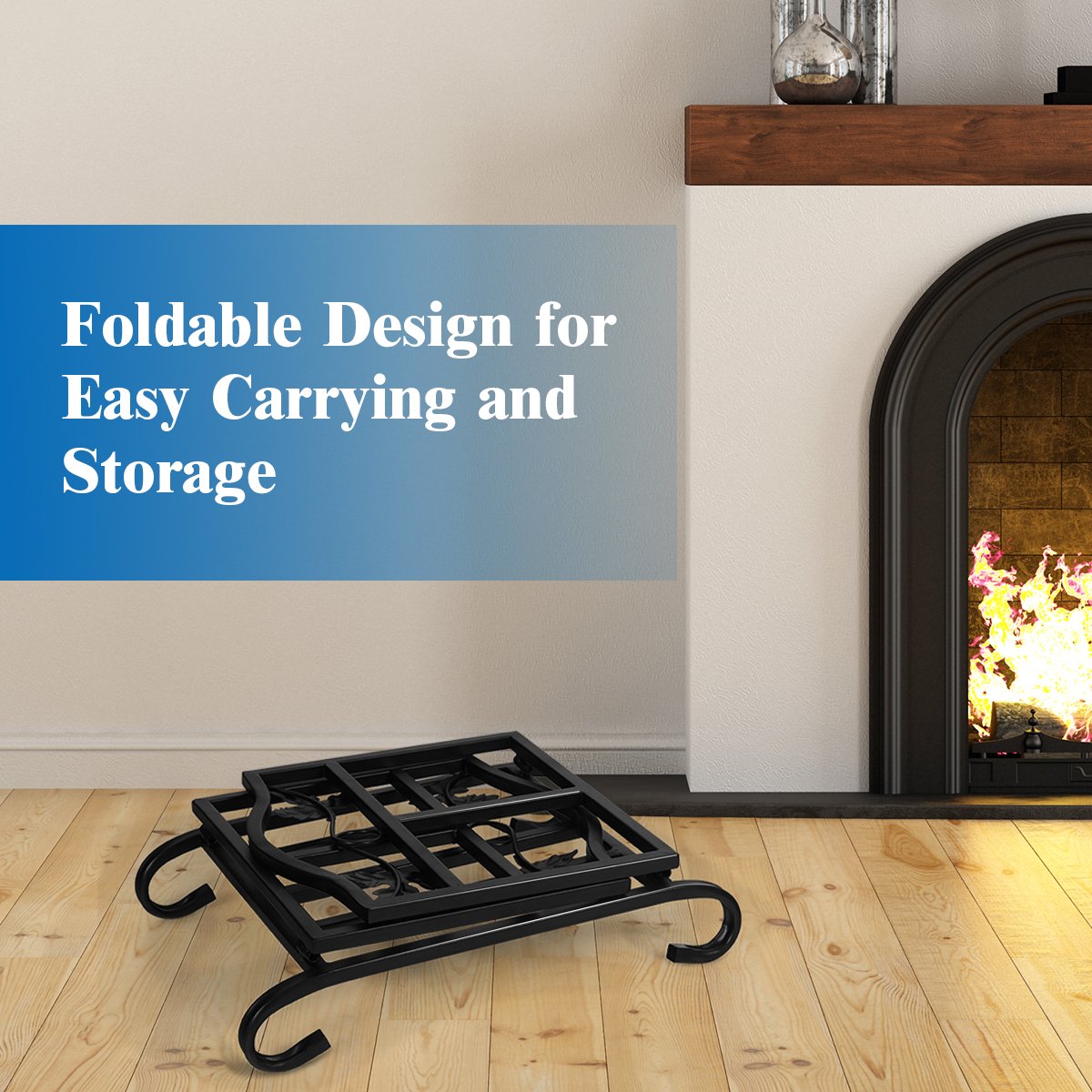 Foldable Firewood Log Rack Steel Wood Storage Holder view 8