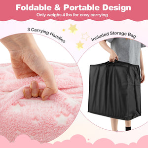 Foldable Floor Mattress for Kids with Washable Flannel Cover-Pink view 6