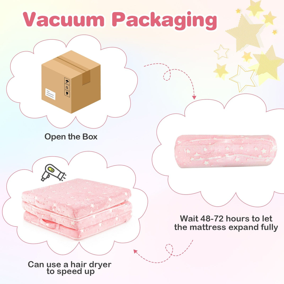 Foldable Floor Mattress for Kids with Washable Flannel Cover-Pink view 7