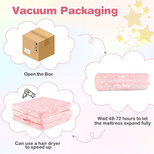 Foldable Floor Mattress for Kids with Washable Flannel Cover-Pink view 7