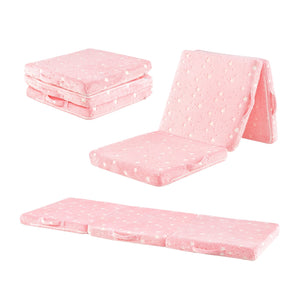 Foldable Floor Mattress for Kids with Washable Flannel Cover-Pink view 8