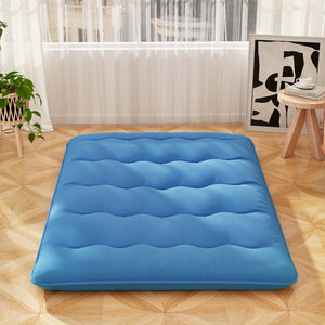 Foldable Futon Mattress with Washable Cover and Carry Bag for Camping Blue-Full Size view 2