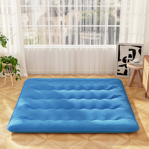 Foldable Futon Mattress with Washable Cover and Carry Bag for Camping Blue-King Size view 2