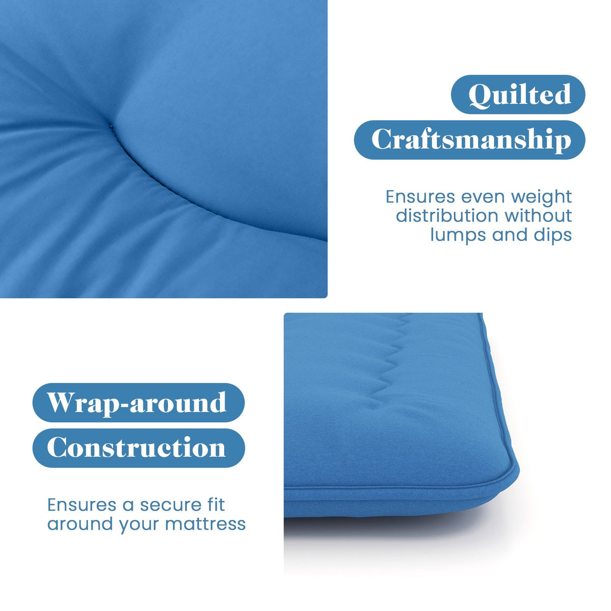 Foldable Futon Mattress with Washable Cover and Carry Bag for Camping Blue-King Size view 8