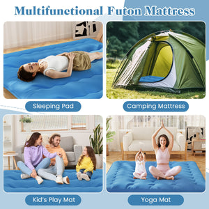 Foldable Futon Mattress with Washable Cover and Carry Bag for Camping Blue-King Size view 9
