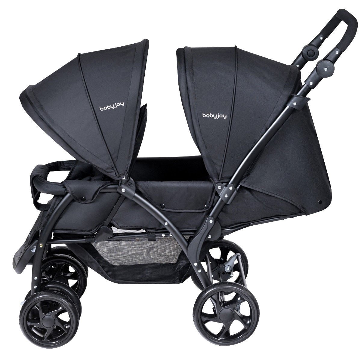 Foldable Lightweight Front Back Seats Double Baby Stroller-Black view 3