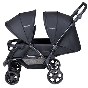 Foldable Lightweight Front Back Seats Double Baby Stroller-Black view 3