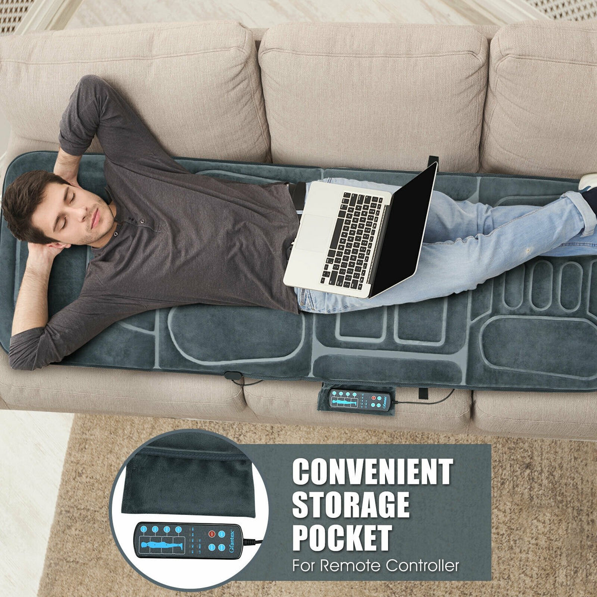 Foldable Massage Mat with Heat and 10 Vibration Motors view 2