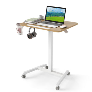 Foldable Mobile Standing Desk Rolling Laptop Desk with 90° Tiltable Tabletop-Natural view 4