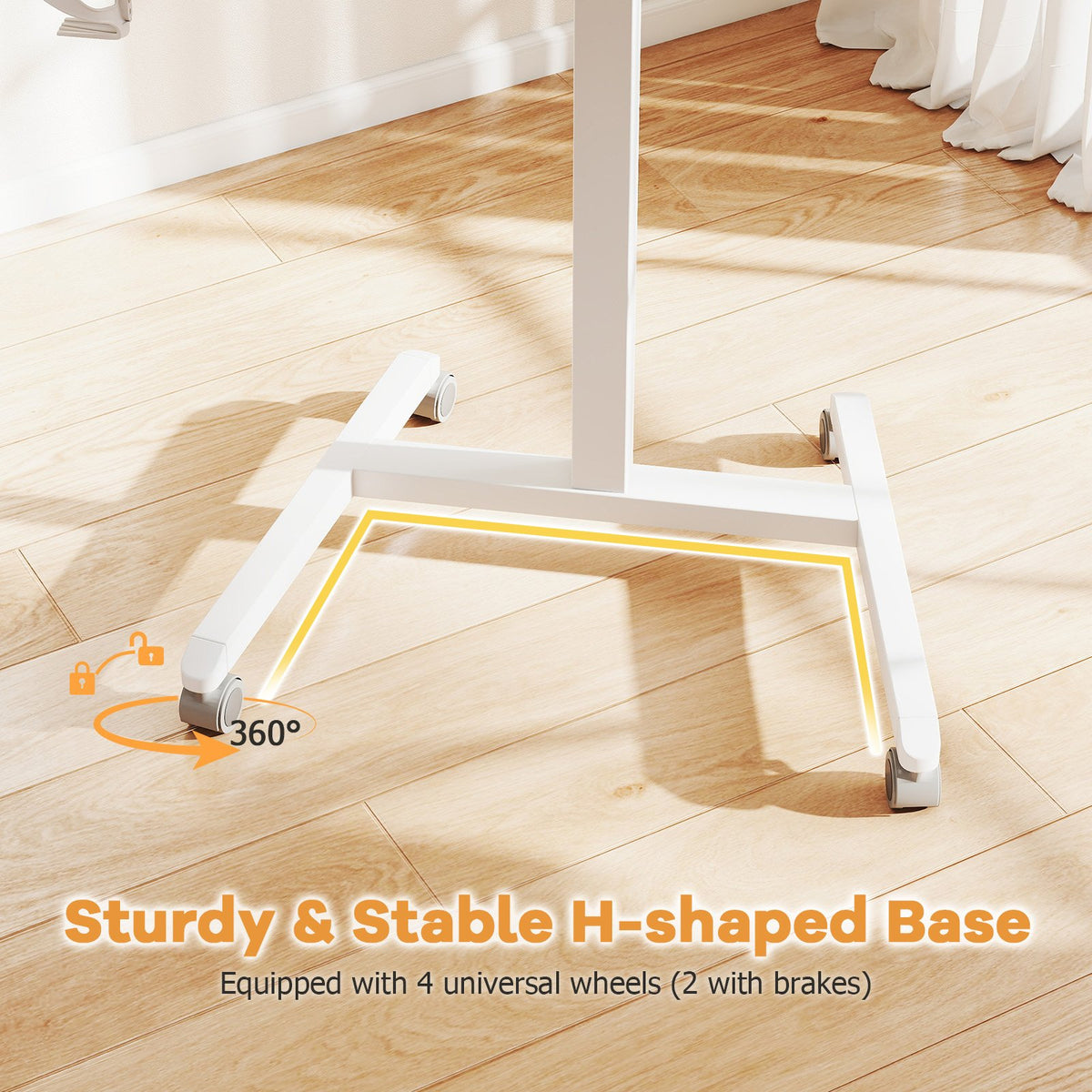 Foldable Mobile Standing Desk Rolling Laptop Desk with 90° Tiltable Tabletop-Natural view 9