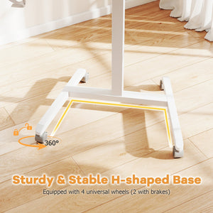 Foldable Mobile Standing Desk Rolling Laptop Desk with 90° Tiltable Tabletop-Natural view 9