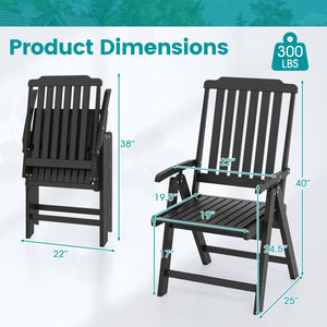 Foldable Patio Chair All-Weather HDPE Outdoor Dining Chair with Armrest-Black view 4