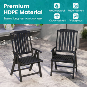 Foldable Patio Chair All-Weather HDPE Outdoor Dining Chair with Armrest-Black view 6