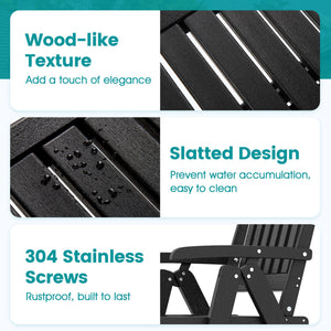 Foldable Patio Chair All-Weather HDPE Outdoor Dining Chair with Armrest-Black view 7