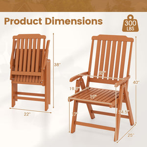 Foldable Patio Chair All-Weather HDPE Outdoor Dining Chair with Armrest-Brown view 4