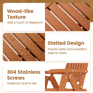 Foldable Patio Chair All-Weather HDPE Outdoor Dining Chair with Armrest-Brown view 7