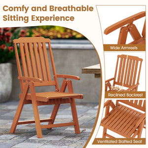 Foldable Patio Chair All-Weather HDPE Outdoor Dining Chair with Armrest-Brown view 8