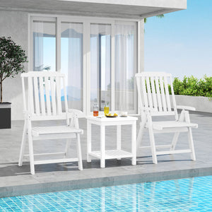 Foldable Patio Chair All-Weather HDPE Outdoor Dining Chair with Armrest-White view 2