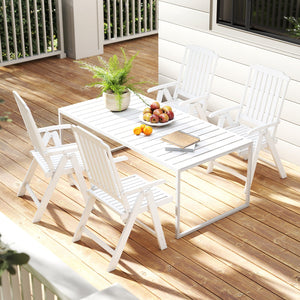 Foldable Patio Chair All-Weather HDPE Outdoor Dining Chair with Armrest-White view 3