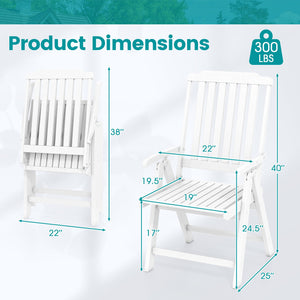 Foldable Patio Chair All-Weather HDPE Outdoor Dining Chair with Armrest-White view 4