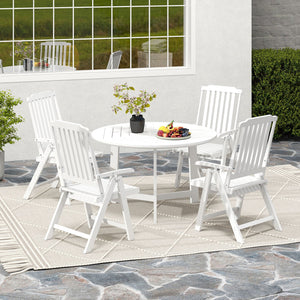 Foldable Patio Chair All-Weather HDPE Outdoor Dining Chair with Armrest-White view 5