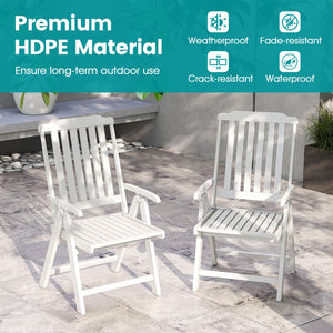 Foldable Patio Chair All-Weather HDPE Outdoor Dining Chair with Armrest-White view 6