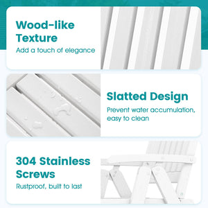 Foldable Patio Chair All-Weather HDPE Outdoor Dining Chair with Armrest-White view 7