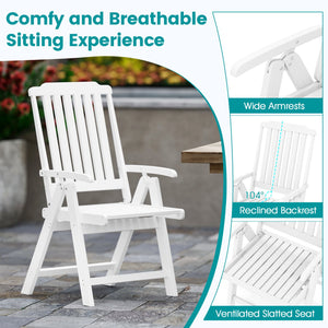 Foldable Patio Chair All-Weather HDPE Outdoor Dining Chair with Armrest-White view 8