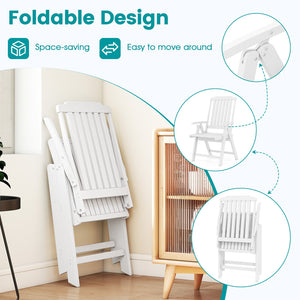 Foldable Patio Chair All-Weather HDPE Outdoor Dining Chair with Armrest-White view 9