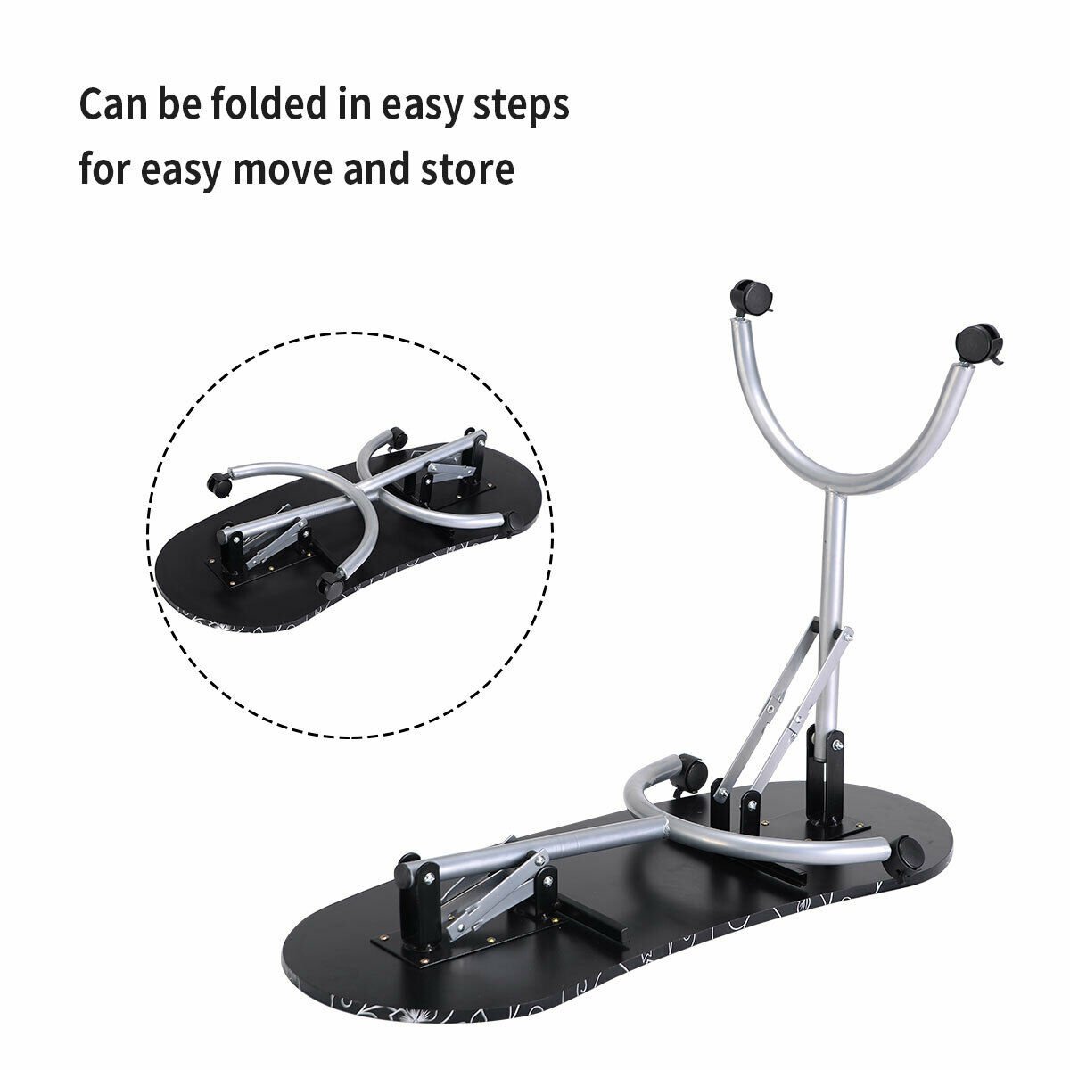 Foldable Portable Manicure Table with Drawer Casters and Cushion-Black view 8