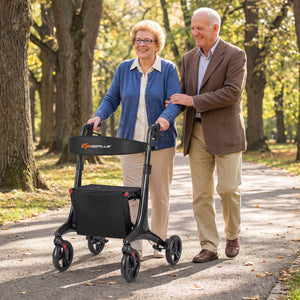 Foldable Rollator Rolling Walker with Seat for Seniors-Black view 2