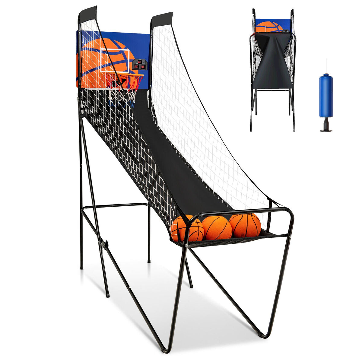 Foldable Single Shot Basketball Arcade Game with Electronic Scorer and Basketballs view 3