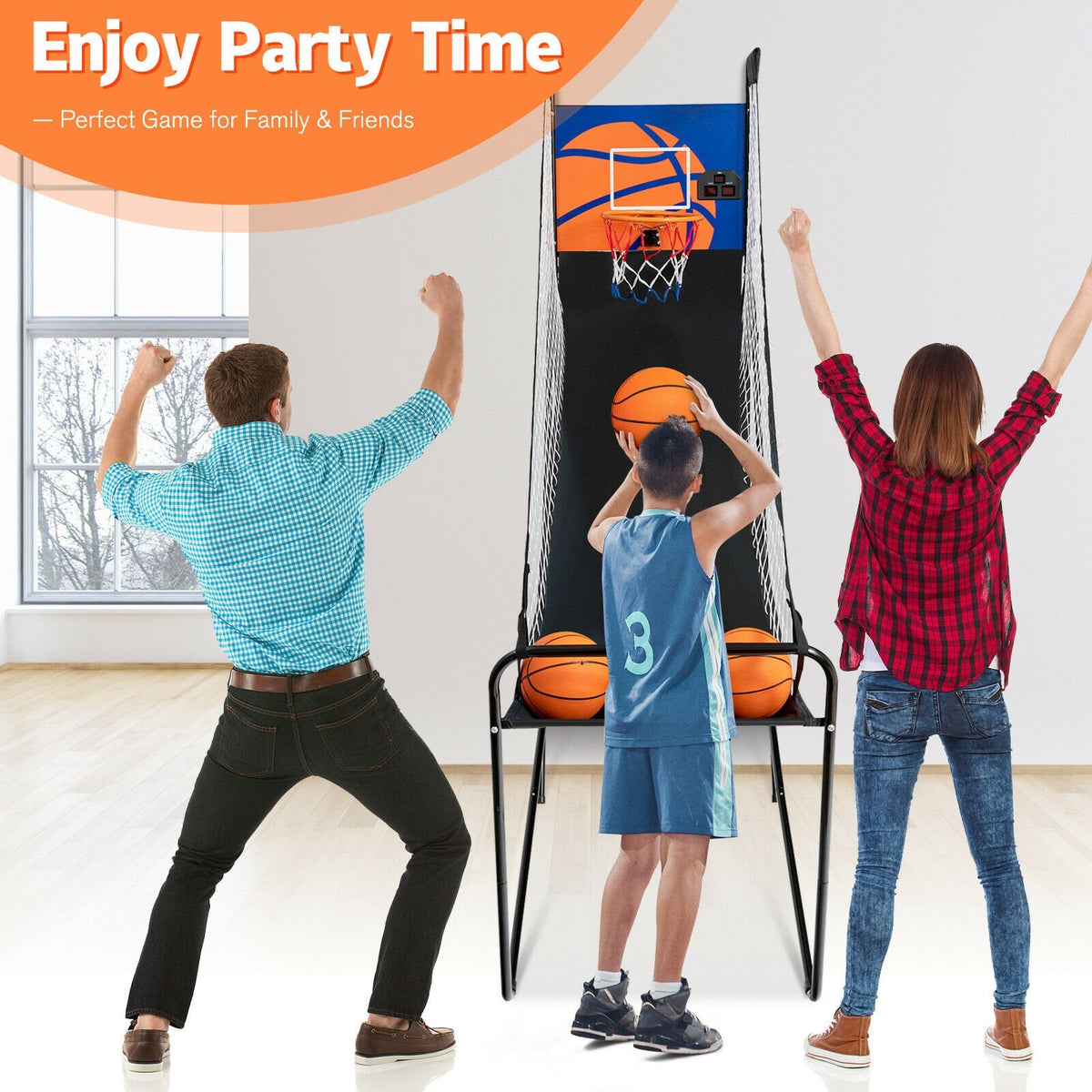 Foldable Single Shot Basketball Arcade Game with Electronic Scorer and Basketballs view 8