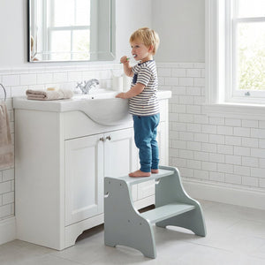 Foldable Toddler Step Stool with Chalkboards 2-Step Stool-Gray view 3