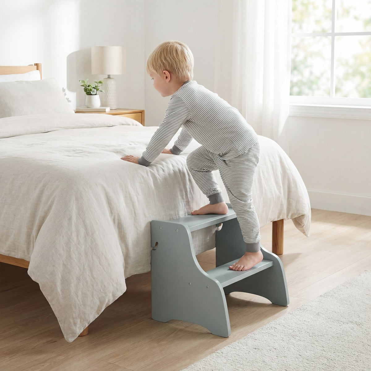 Foldable Toddler Step Stool with Chalkboards 2-Step Stool-Gray view 6