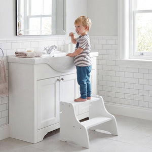 Foldable Toddler Step Stool with Chalkboards 2-Step Stool-White view 3