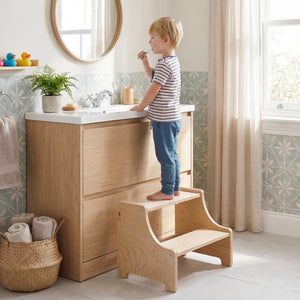 Foldable Toddler Step Stool Wooden Kitchen Standing Tower with 2-Step Stool view 3