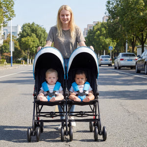 Foldable Twin Baby Double Stroller Ultralight Umbrella Kids Stroller-Navy view 3