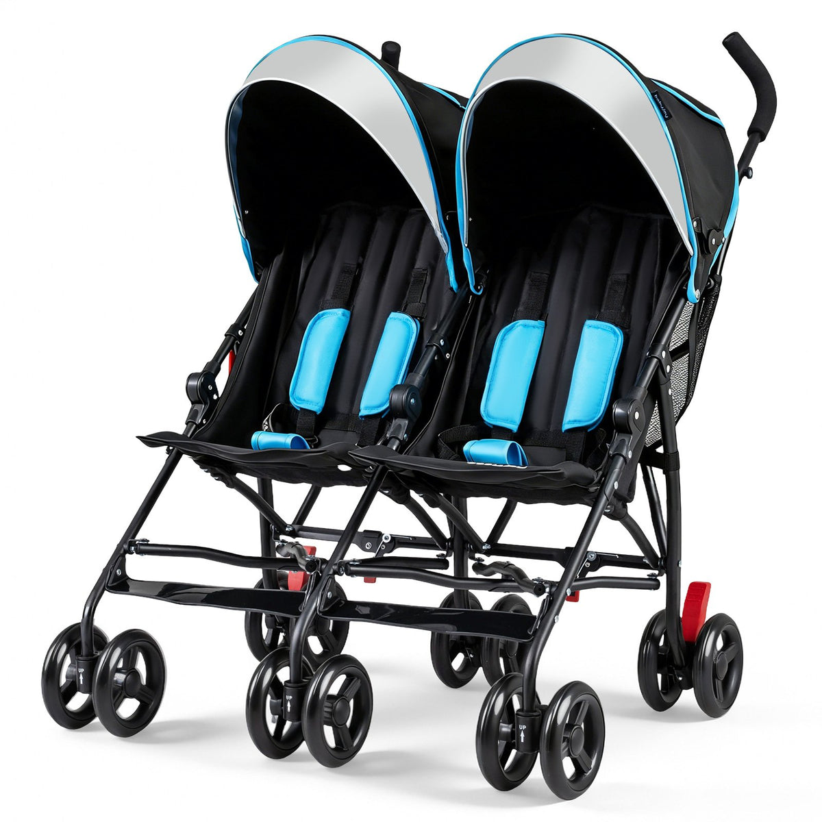 Foldable Twin Baby Double Stroller Ultralight Umbrella Kids Stroller-Navy view 4