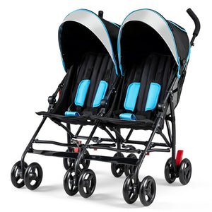 Foldable Twin Baby Double Stroller Ultralight Umbrella Kids Stroller-Navy view 4