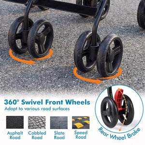 Foldable Twin Baby Double Stroller Ultralight Umbrella Kids Stroller-Navy view 7