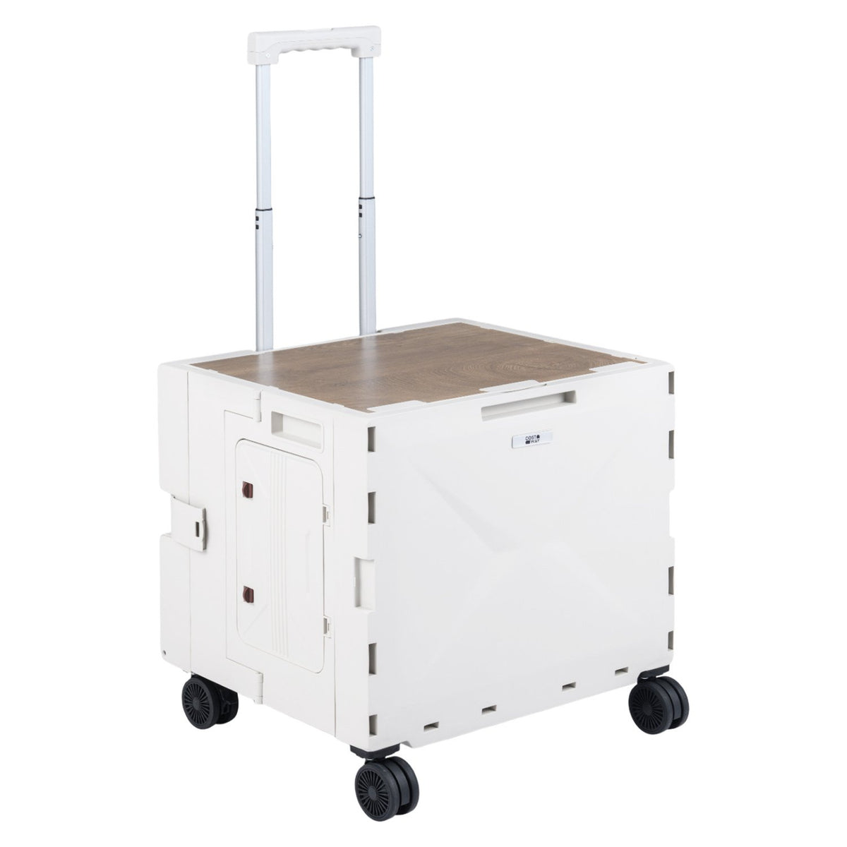 Foldable Utility Cart on 4 Rotate Wheels with Cup Holder-White view 3