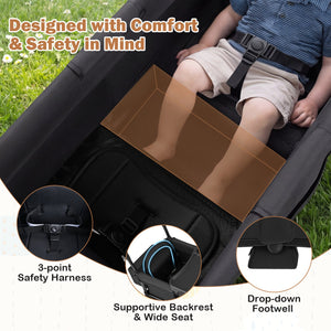 Foldable Wagon Stroller for 2 Kids Double Seater Toddler Stroller with Removable Canopy-Black view 5