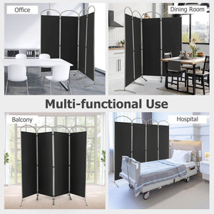 Folding 4-Panel Room Divider for Home Office Living Room-Black view 3